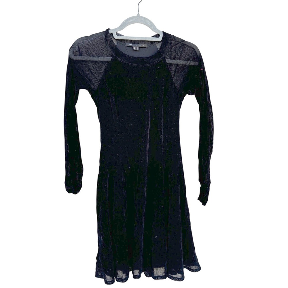 theyskens + theory Black‎ Mini Dress, Sheer Sleeves, Sz P / TP